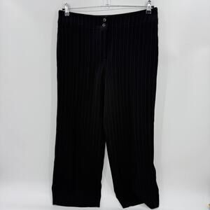 ARMANI COLLEZIONI Womens Wide Leg Career Trouser Pant Size 10 Pin Stripe Black